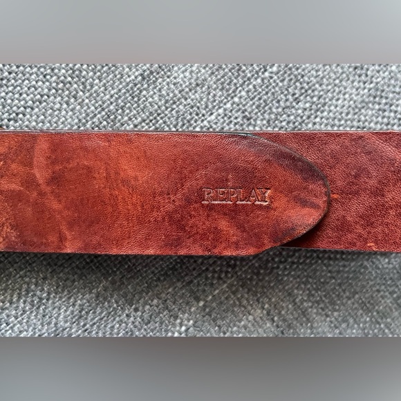 Replay Leather Men’s Anchor Plaque Belt - Picture 8 of 14
